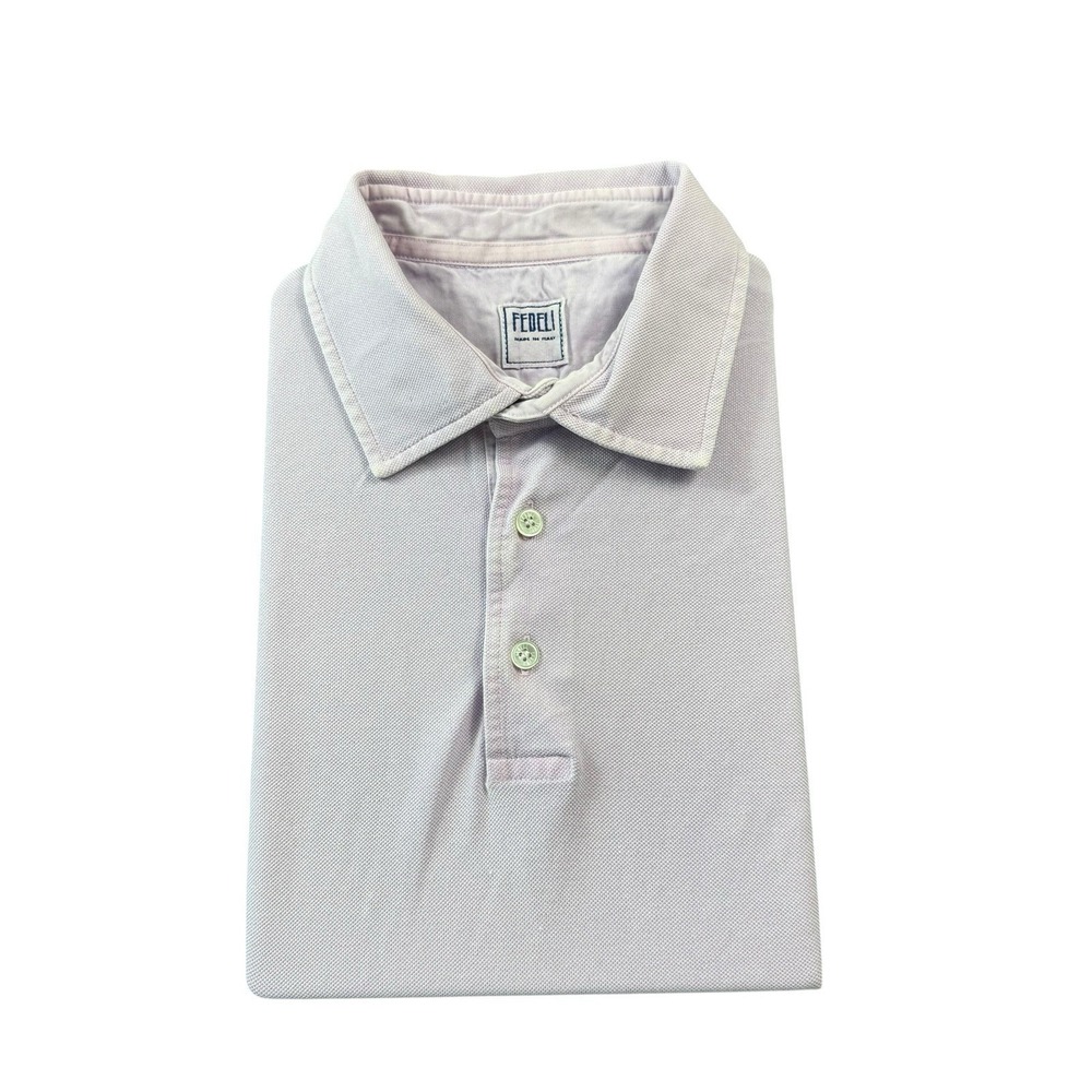 Fedeli Lilac Purple Cotton Men's Luxury S/S Polo Shirt Size EU 54